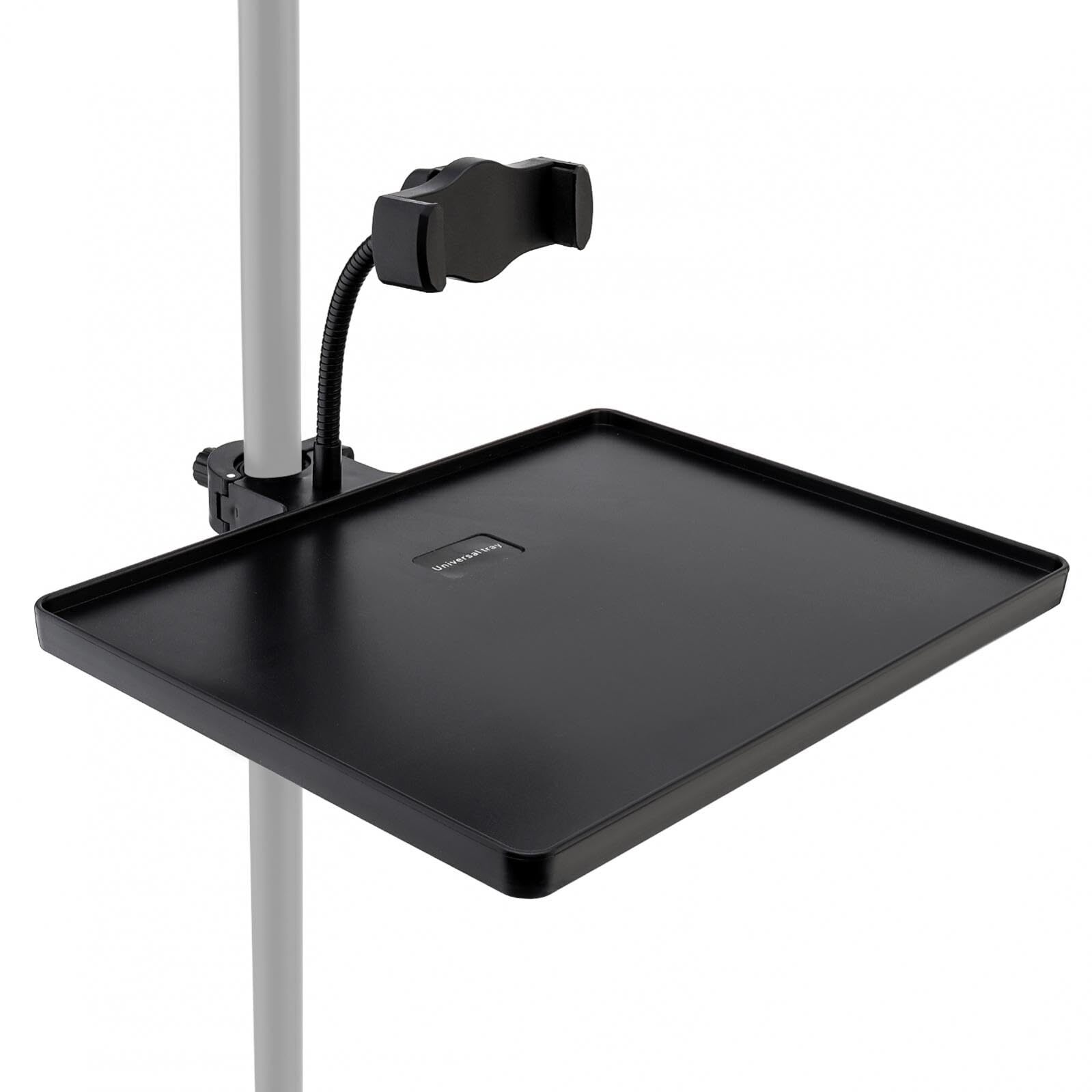 Microphone Stand Adjustable Mic Stand Tray with Phone Holder Clamp On Utility...-image