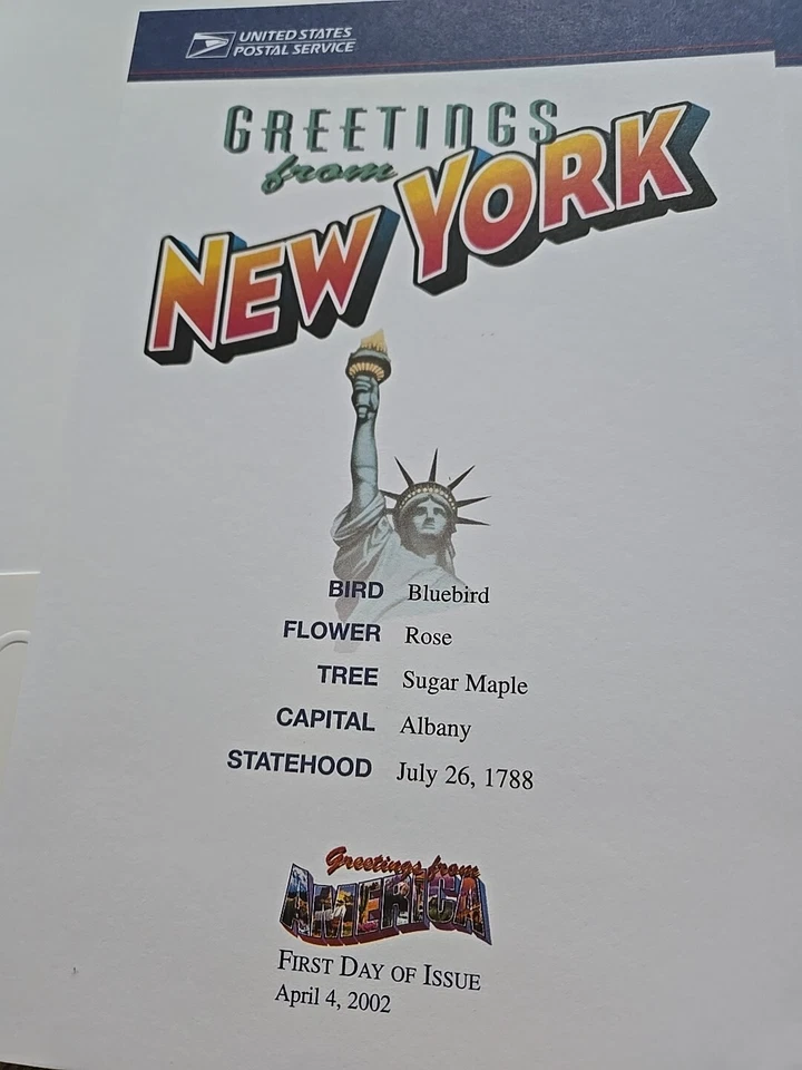 Greetings from America 37c Sheet Block 50 Stamps 1st Day 2002 NH 50 States  - Image 3 of 4