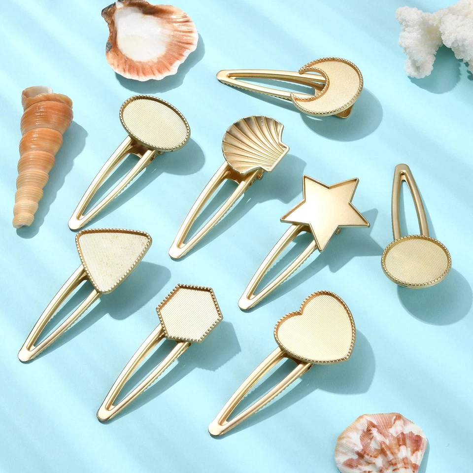 8x Alloy Alligator Heart Star Hair Clip Finding for DIY Hair Accessories Making - Image 4 of 4