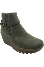 Skechers Suede Parallel Wedge Ankle Boots Day Date Olive