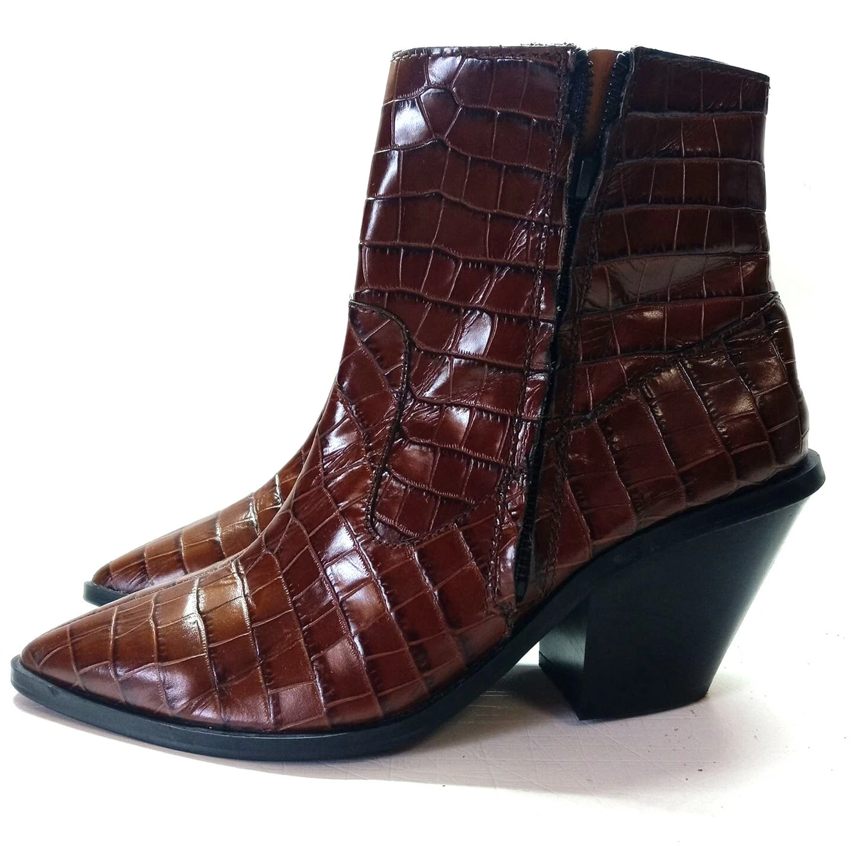 Other Stories Croc Leather Cowboy Ankle Boots Size 41 US10.5 eBay