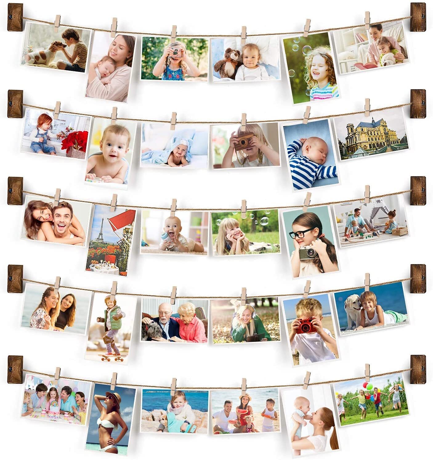 Picture Frames Collage Photo Hanging Display Picture Board Wood Rustic Frames-image