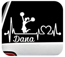 Personalized Girls Cheerleader Cheer Heartbeat Lifeline Decal Car Window BG2007