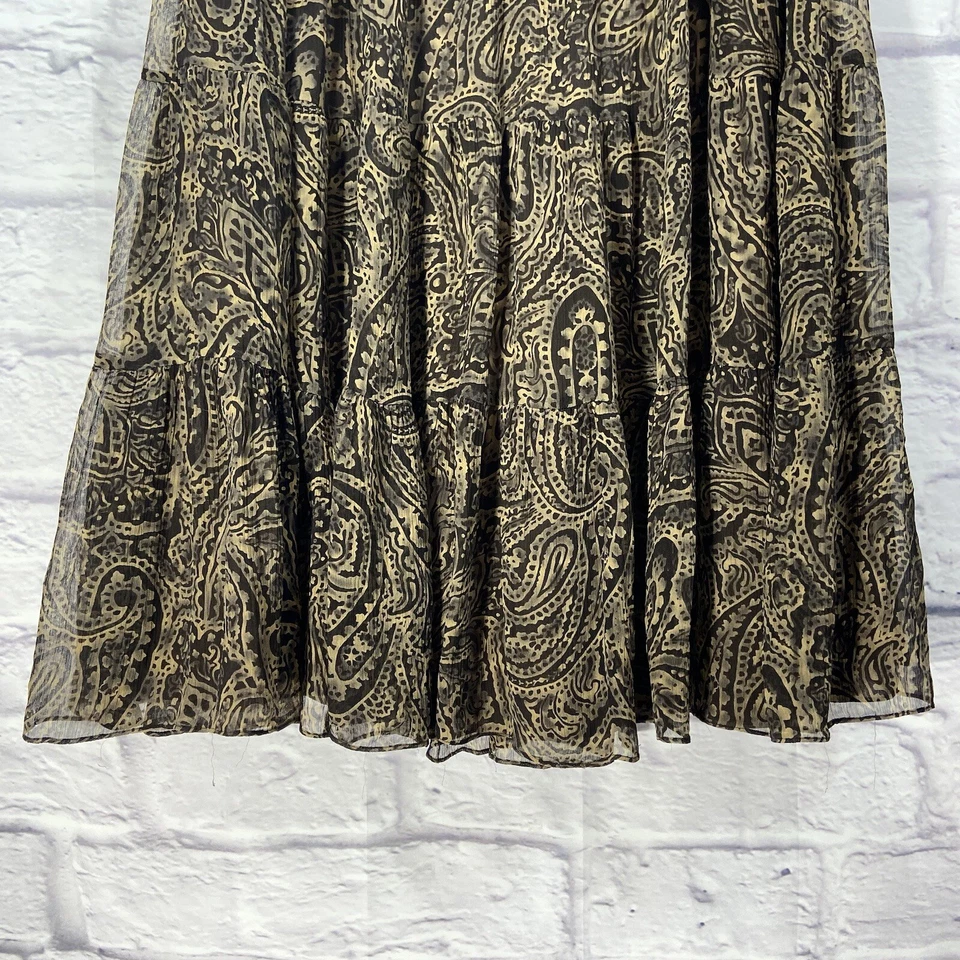 Falda para mujer Lauren Ralph Lauren grande marrón línea A cachemira 100 % seda en capas Foto 3 de 4