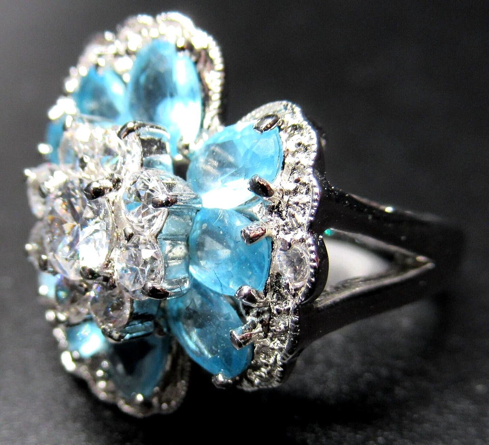 NOLAN MILLER фонтан синий кристалл цветок кольцо размер 8 - Изображение 3 из 4