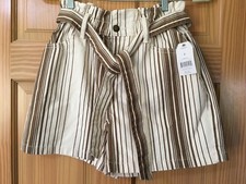 New Time and Tru Women Brown Cream Stripe Shorts With Belt 2,16