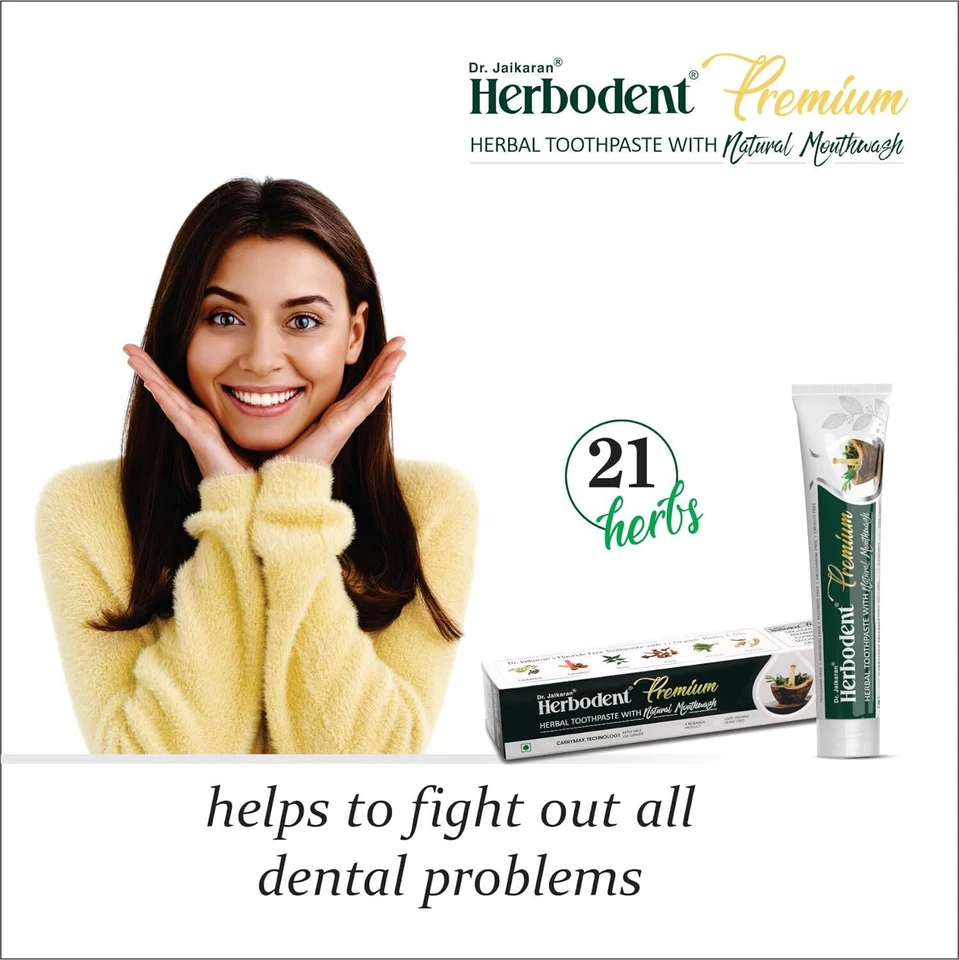 Упаковка из 3 травяных зубных паст Dr. Jaikaran Herbodent Premium Complete 100 г - Изображение 4 из 4