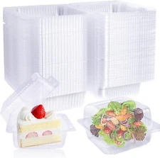 100 Pcs Clear Hinged Plastic Containers With Lids,individual Cake Slice Containe