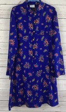 Vtg Jcpenney Girls Carol Evans Dress Sz 14 floral Paisley print Blue Buttons
