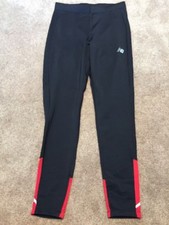 Women New Balance Black Red Athletic Pants Compression Leggings Medium Reflect