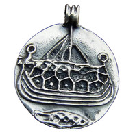MüNzanhäNger 925 Silber Haithabu Wikinger Schiff AnhäNger Viking Lederschnur