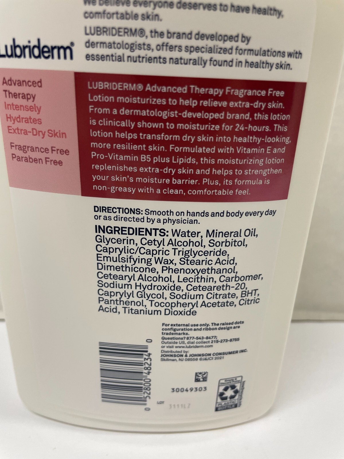 Lubriderm Advanced Therapy Lotion Deeply Hydrates Extra Dry Skin 16 oz