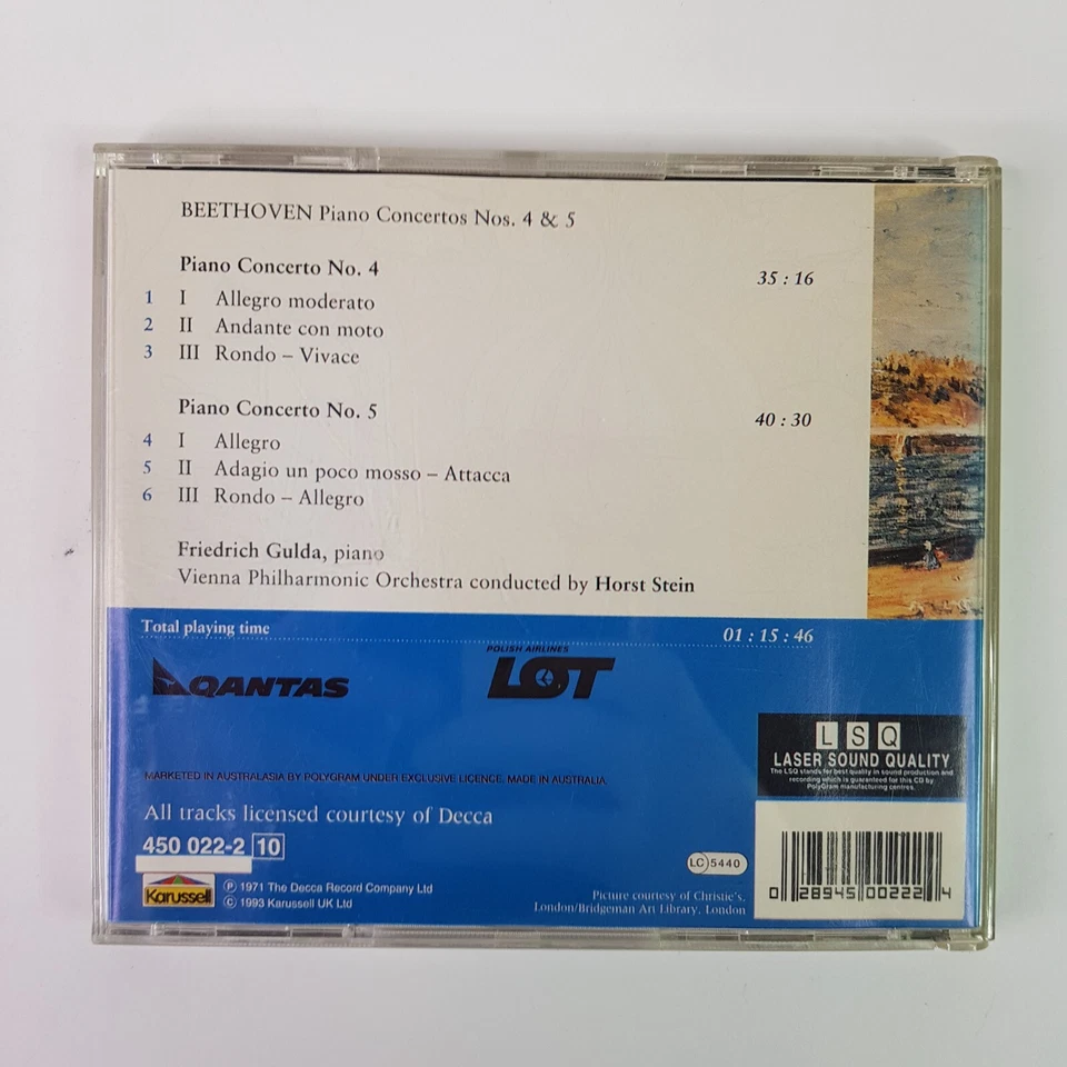 Conciertos para piano de Beethoven n.º 4 5 Emperor Friedrich Gulda Viena Orcherstra CD Foto 3 de 4