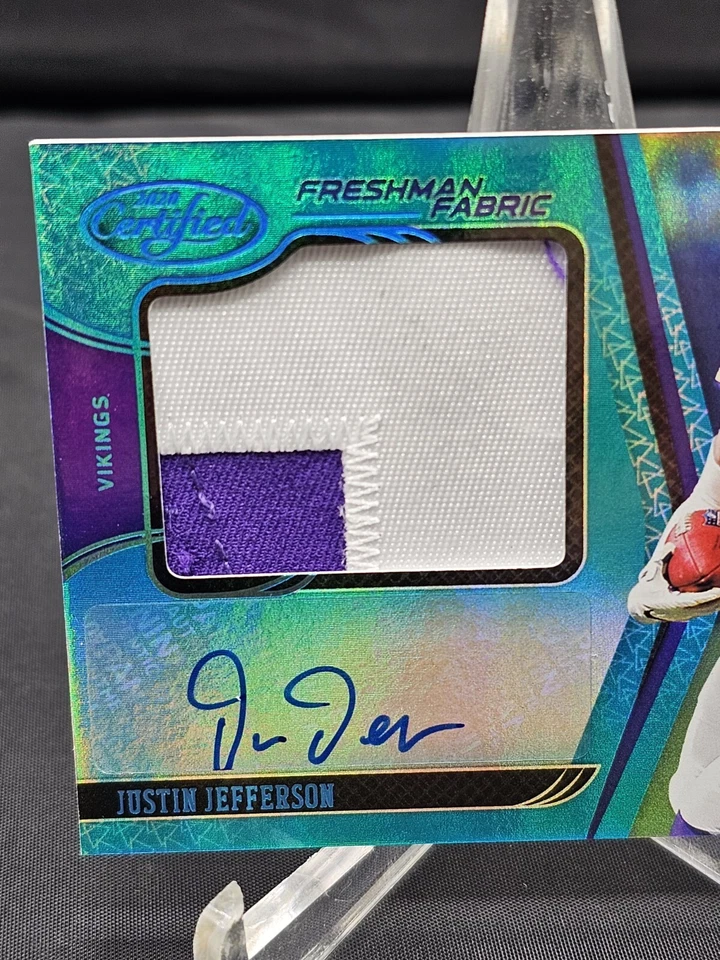 2020 Certified Justin Jefferson Mirror Teal Freshman Rookie Patch Auto 30/50 RPA - Image 2 of 4