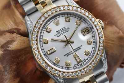 Rolex Datejust 31 mm Silver Color Diamond Dial 2 Tone Diamond Ladies Watch