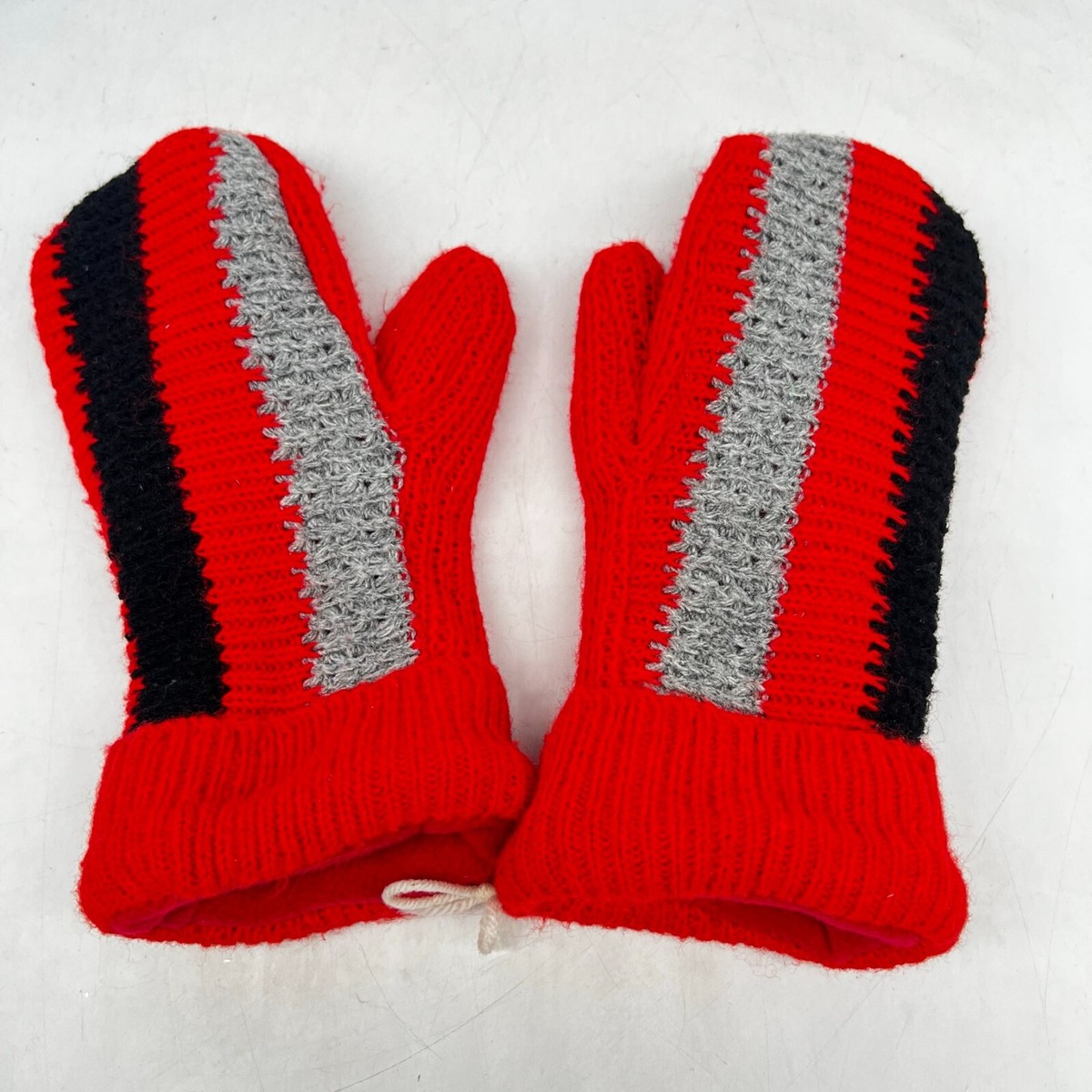 SWEATER MITTENS Red HANDMADE Of Recycled ACRYLIC SWEATERS FLEECE LINING