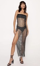 Nasty Gal Diamante Fishnet Bandeau Maxi Dress M/L