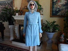 New Balenciaga Light Blue Hybrid V-Neck Dress w/ black skirt Size FR 38 -US 6