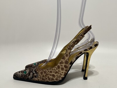 Vtg DOLCE & GABBANA D&G LEOPARD PRINT SLINGBACK HEELS 37 | eBay