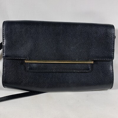 Black Leather VINCE CAMUTO Convertible Satchel Crossbody Small Tote Handbag