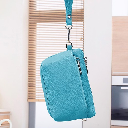 Soft Real Leather Coin Purse for Women Wristlet Mini Pouch Wallet w/ Strap Gifts - Picture 23 of 42