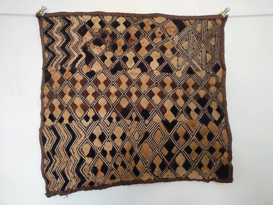 Tela de rafia textil tradicional africana tribal congo vintage Cuba artículo893 Foto 2 de 4