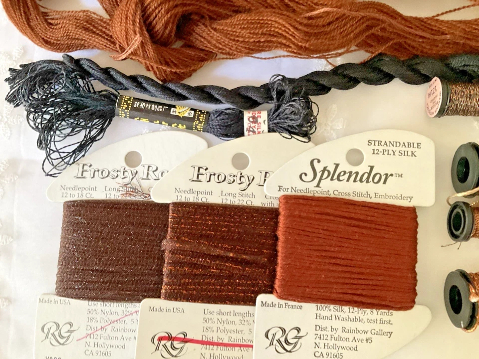 Needlepoint Embroidery Thread Lot of 10 Browns and Black Some Partially Used - Image 3 of 4