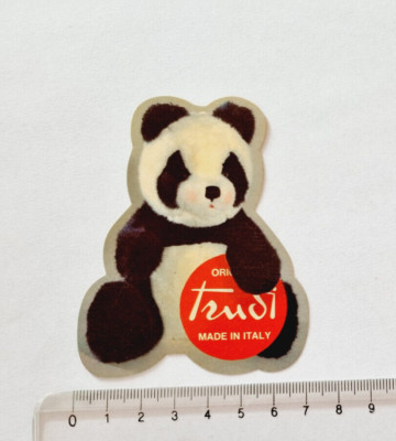 Sticker Vintage Trudi Panda Peluches – Italien, Années 80, Original