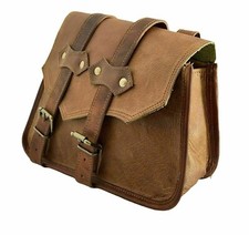 Motorcycle Pair Brown Saddle Bag Vintage Goat Leather Two Swing Arm Two Side Bag