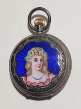 Antique Mobilis Tourbillon Pocket Watch 1905 Silver Enamaled Case RUNS GREAT