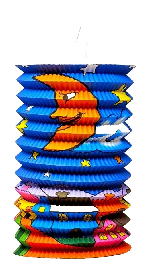 Lampion Lanterne Train Papier Enfants 15 CM Bleu Rouge Demi-Lune St Martin - Photo 1/1