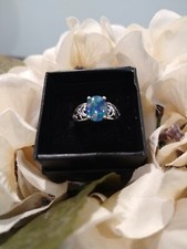 TCW 1.85 Large GORGEOUS Australian Mosaic Opal Ring Set in Plat/SS Size 5