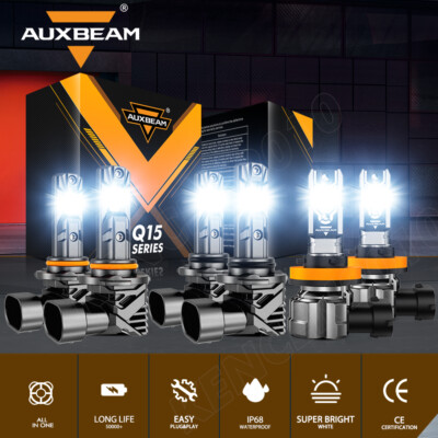 AUXBEAM CANBUS LED Headlight High Low Beam Fog 6500K For Nissan Quest 2004-2009