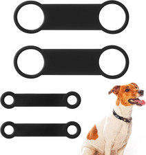 4Pcs Silicone Dog Tag Holder Quiet Slide On Rubber Bands for Pet Collars Black