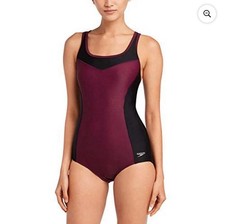 Speedo One Piece Women's Swimsuit Racer Back Purple  Black Style: 7722296 Sz M