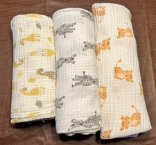 Aden Anais Cotton Muslin Tiger Giraffe Zebra Baby Receiving Swaddle Blanket Set
