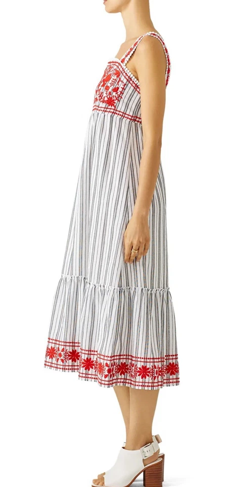 Kate Spade Broome Street Sleeveless Midi Dress Floral Embroidered Stripe 2XL XXL - Image 3 of 4