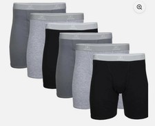 George Men's 6 Pack Boxer Briefs Black/Grey, Size 2XL 44-46 New Tag Free