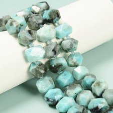 Black Blue Amazonite Center Drill Nugget Chunk Beads 12mmx15-17mm 15.5'' Strand