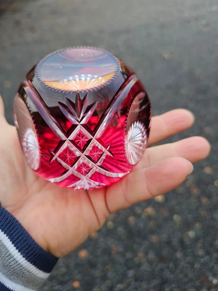 Val Saint Lambert paperweight Crystal glass ruby red - Image 3 of 4