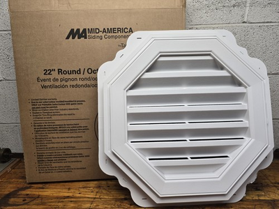 #ad Mid America 22quot; Octagon Gable Vent With Screen Color Number 117 White NEW $29.99