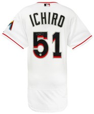 Ichiro Suzuki Signed Marlins White Majestic Auth Baseball Jersey - (ICHIRO COA)