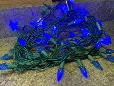 LED Faceted Pine Cone BLUE String Lights Christmas 60 count
