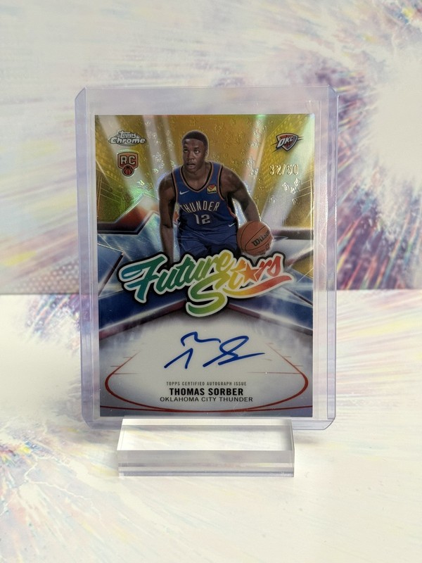 2025-26 Topps Chrome, Future Stars Autographs Thomas Sorber OKC Rookie GOLD /50