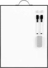 Small White Board 16" X 12" Portable Black Aluminum Framed Whiteboard Magnetic