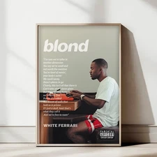 Frank Ocean White Ferrari Poster — Blond Album Lyric Art Print Multicolor