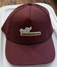 Branded Bills 5 Panel Adult Cigar Golf Hat NWT Maroon Authentic Black Rope Cap