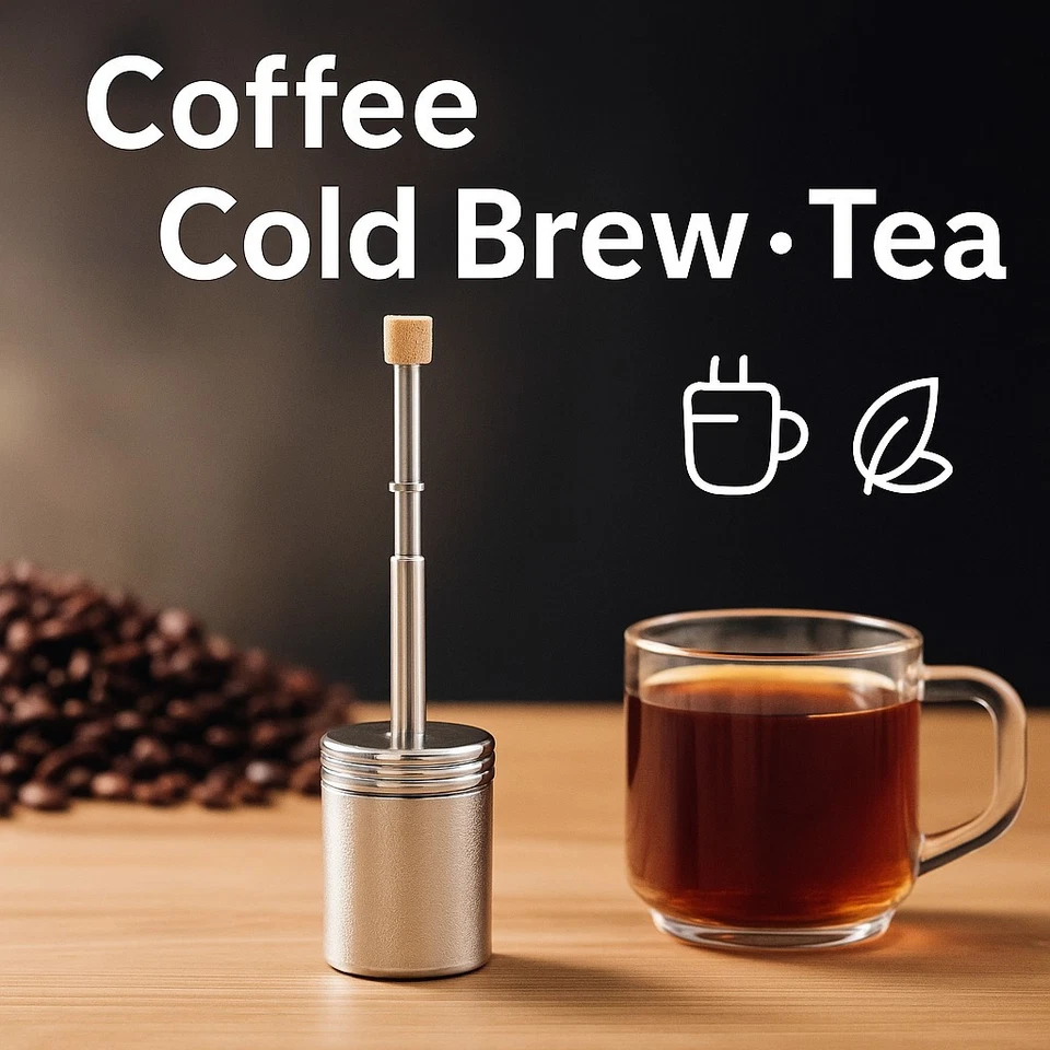 Prensa francesa compacta de acero inoxidable - cafetera/tetera portátil de viaje Foto 3 de 4