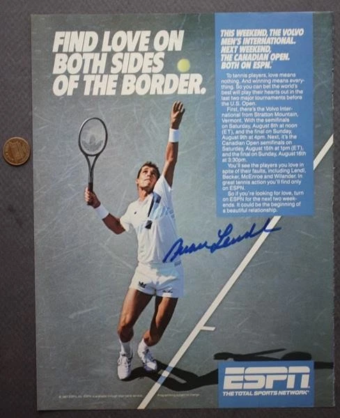 Carte recrue signée Ivan Lendl dédicacée 1979 Sportscaster tennis