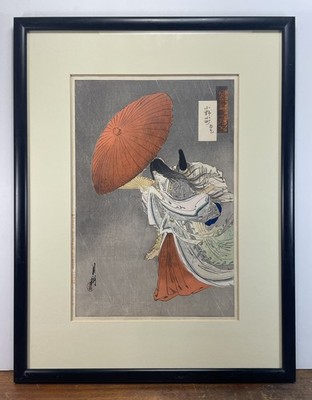 絵画 KYOTO Artirt High-quality REAL  SILVER 19th C Japanese ukiyo-e woodblock print Ogata Gekko PRAYING RAIN
